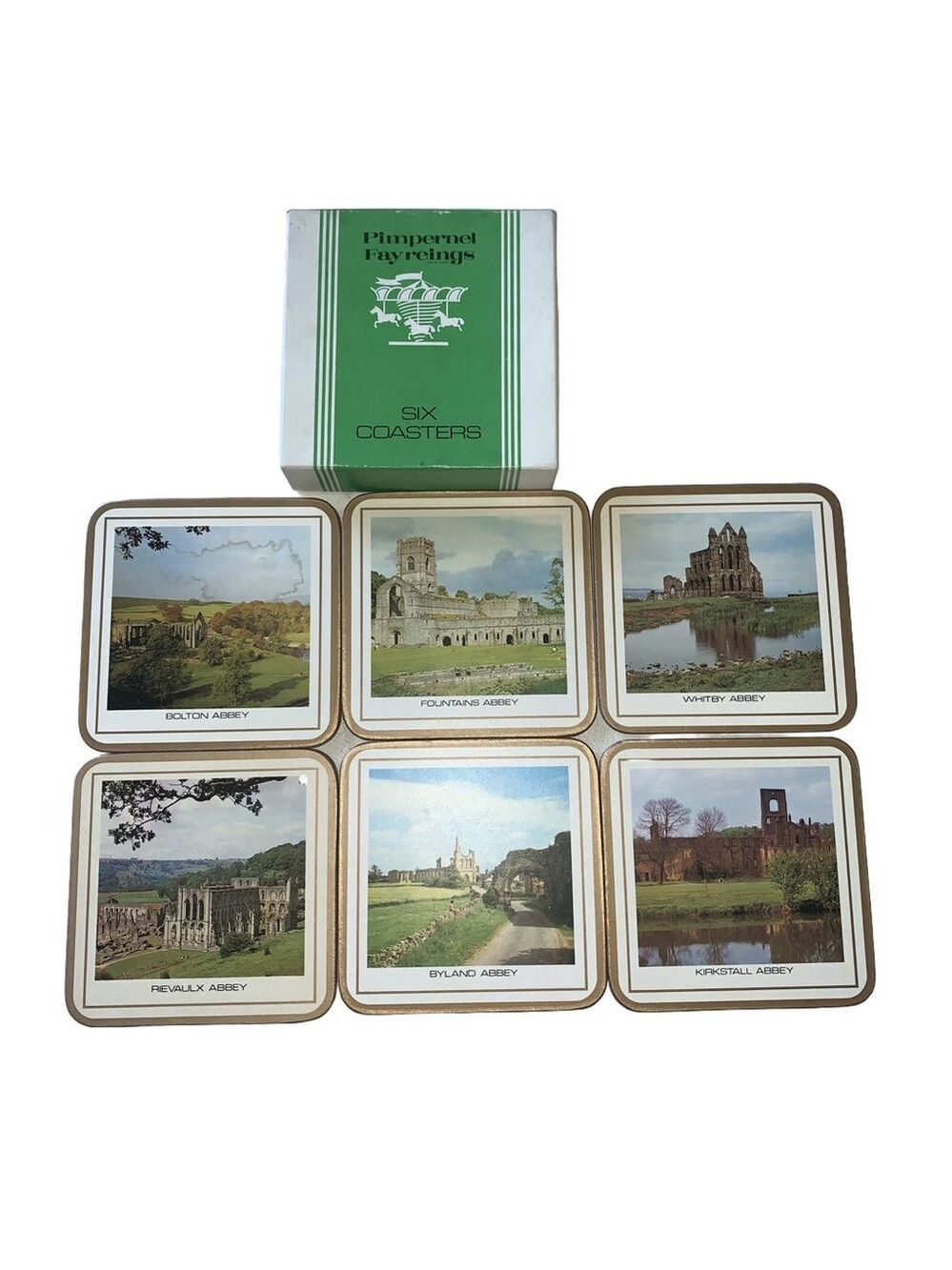 Vintage Pimpernel Fayreings Coasters Set of 6 Yorkshire Abbeys Yorkshire Abbeys